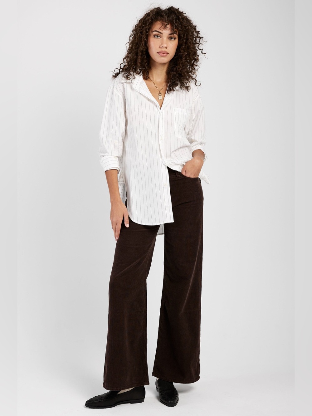 Citizens of Humanity Paloma Baggy Wide Leg Corduroy Pants Wood Brown Size 26